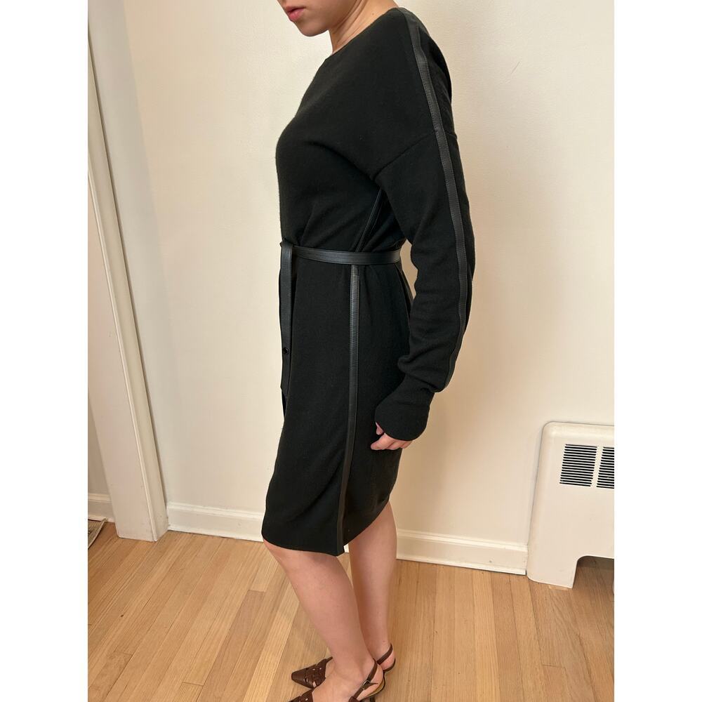 Loro Piana 100% Cashmere Sweater Dress Black classic lambskin belt sz 40 Italy - Picture 3 of 14